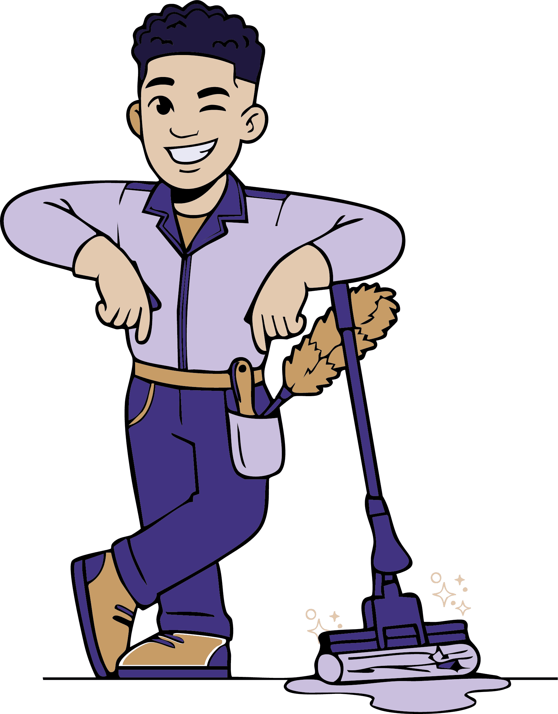CleanScape brand illustration of a friendly cleaner